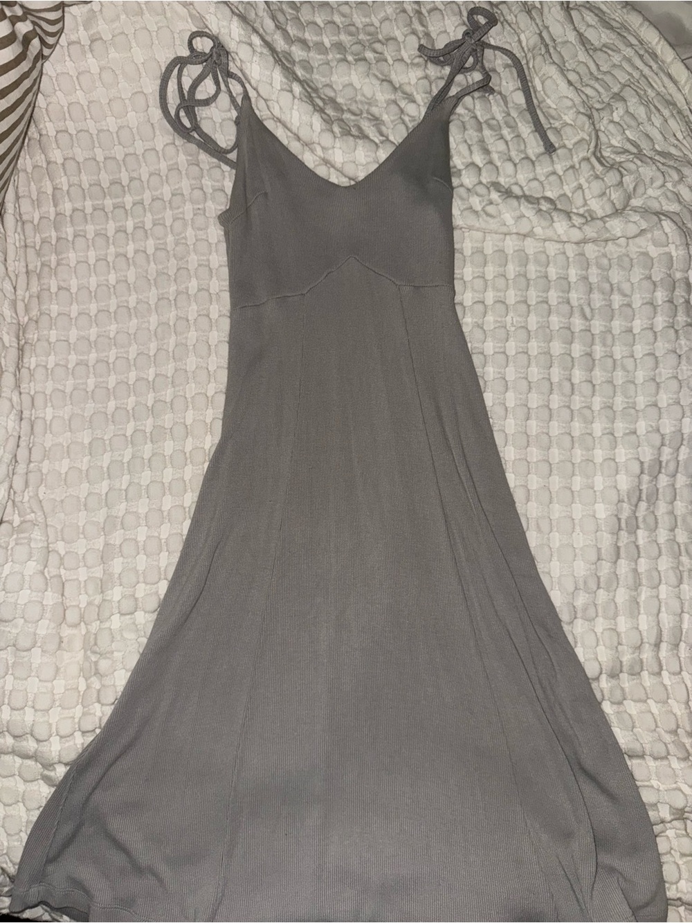 Tie-Shoulder Gray Dress